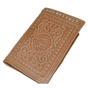 Treasures Of Morocco Wallet Leather Genuine carved Bi-fold Handmade Unisex Beige
